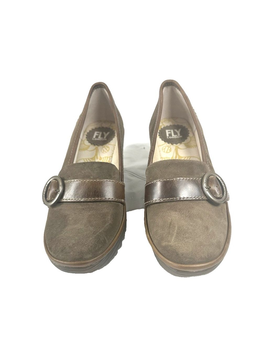 Fly London Yond Shoes Womens 38/ 8 Brown Suede Wedge Slip On Platform Casual